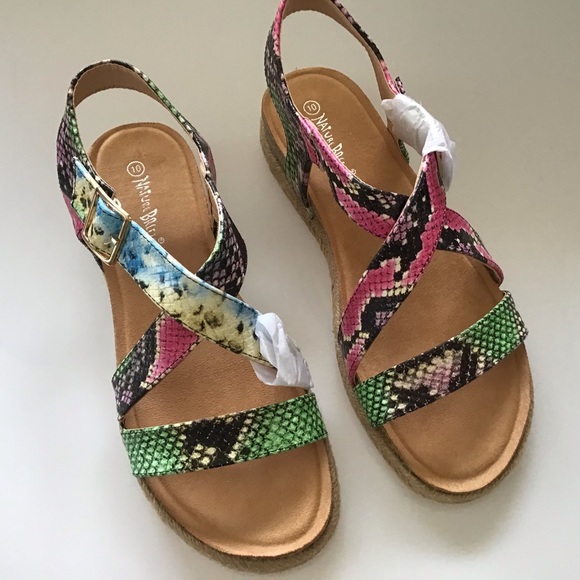 Nature Breeze Shoes - NATURE BREEZE ANKLE STRAP  SNAKE PRINT SANDAL NEW